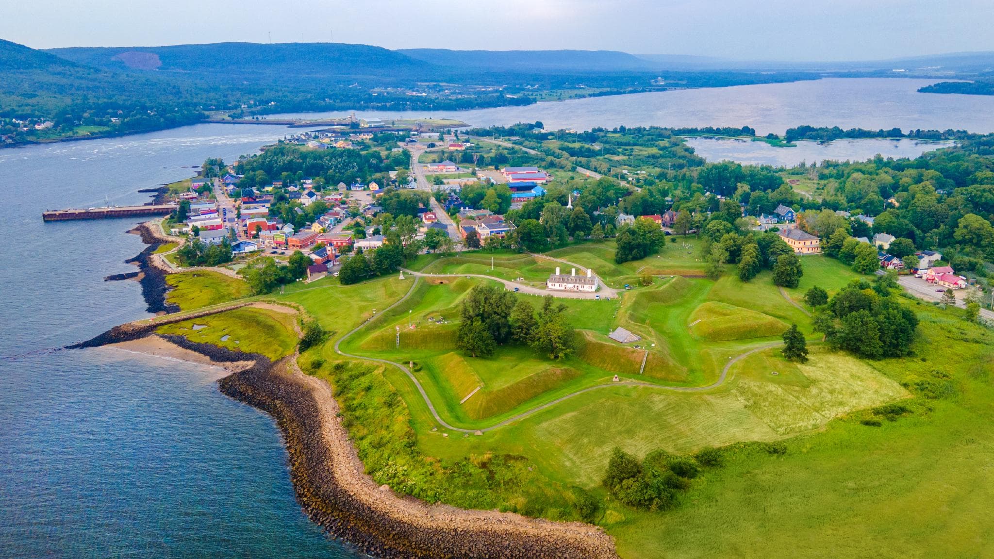 Fort Anne and Annapolis Royal on the basin, seen from the air