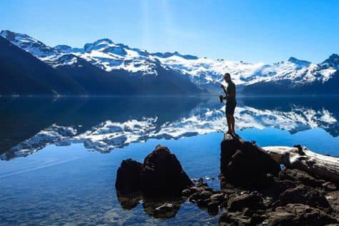 Garibaldi Lake and its glacier seen from above
