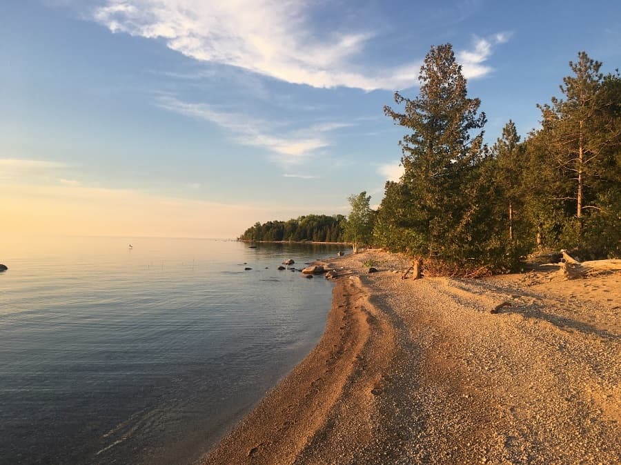 The Lake Huron shoreline at MacGregor Point Provincial Park