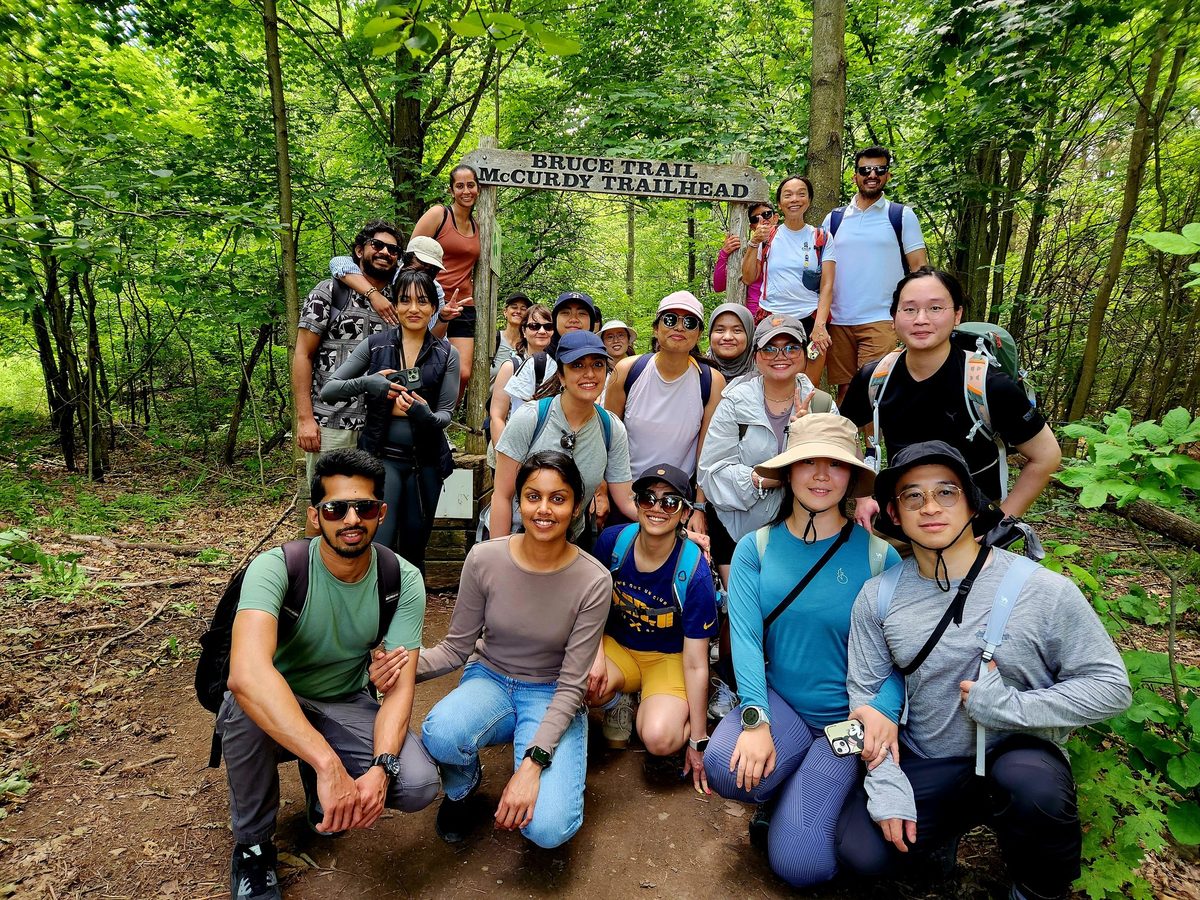 A Parkbus guided group together at the start of a Bruce Trail hike